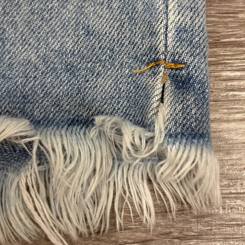 Alexander Wang Light Blue Distressed High-Waist Denim Shorts - Picture 11 of 16